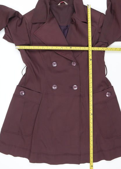Lucy London Womens Purple Cotton Blend Mid-Length Pea Coat Size 12