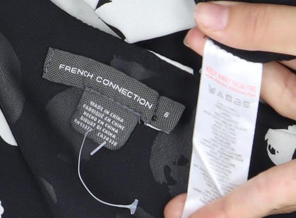 French Connection Women’s Black Animal Print Midi Wrap Dress Size 6