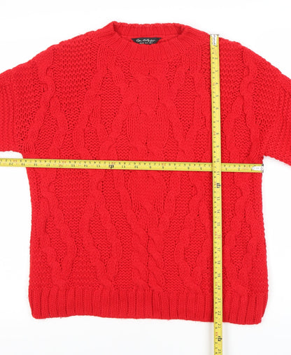 Casa Collection Womens Red Chunky Knit Acrylic Jumper Size 6