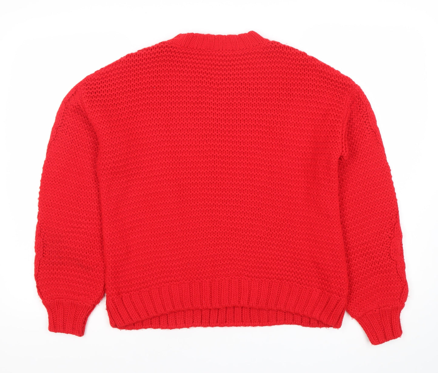 Casa Collection Womens Red Chunky Knit Acrylic Jumper Size 6