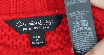 Casa Collection Womens Red Chunky Knit Acrylic Jumper Size 6