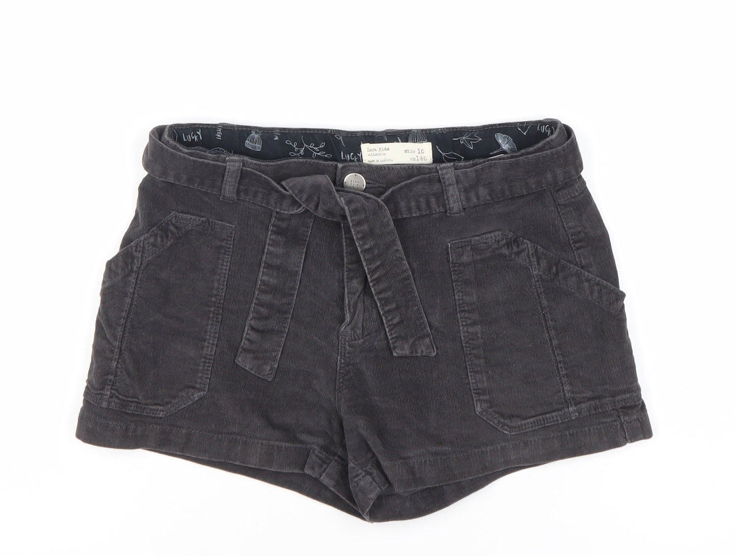 Zara Kids Girls Black Corduroy Paperbag Shorts Age 10 Years 140cm