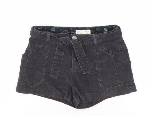 Zara Kids Girls Black Corduroy Paperbag Shorts Age 10 Years 140cm