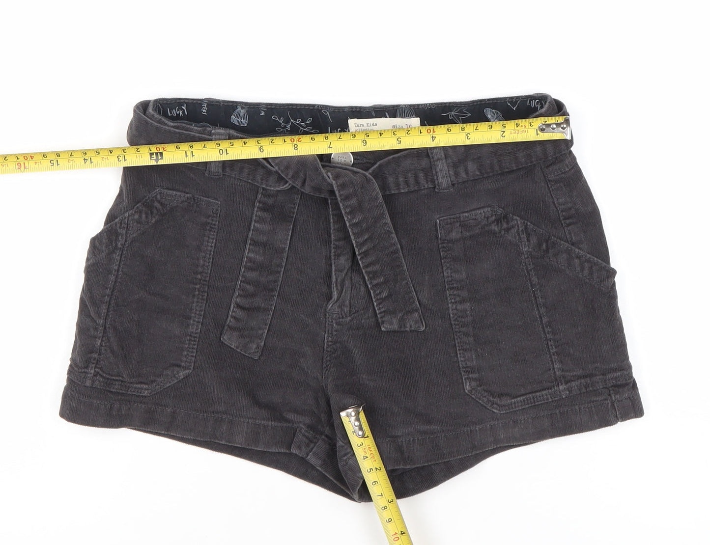 Zara Kids Girls Black Corduroy Paperbag Shorts Age 10 Years 140cm