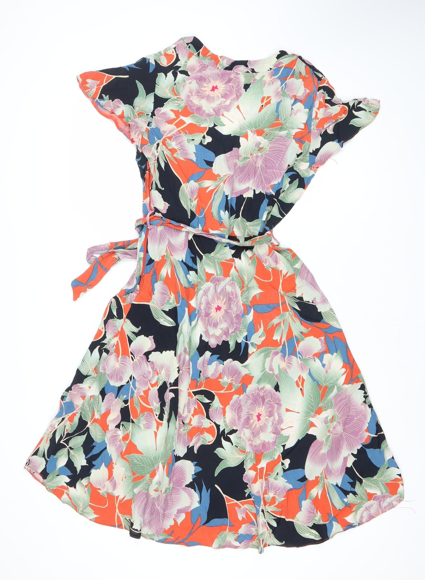 Dorothy Perkins Women’s Multicoloured Floral Midi Wrap Dress Size 12