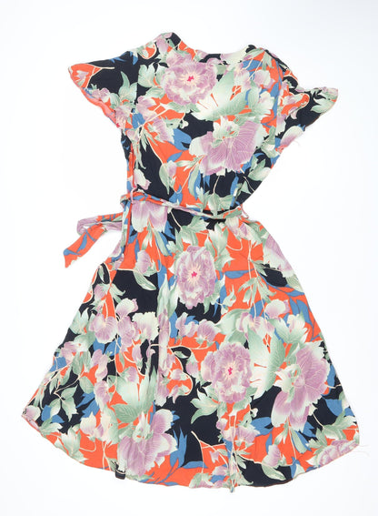 Dorothy Perkins Women’s Multicoloured Floral Midi Wrap Dress Size 12