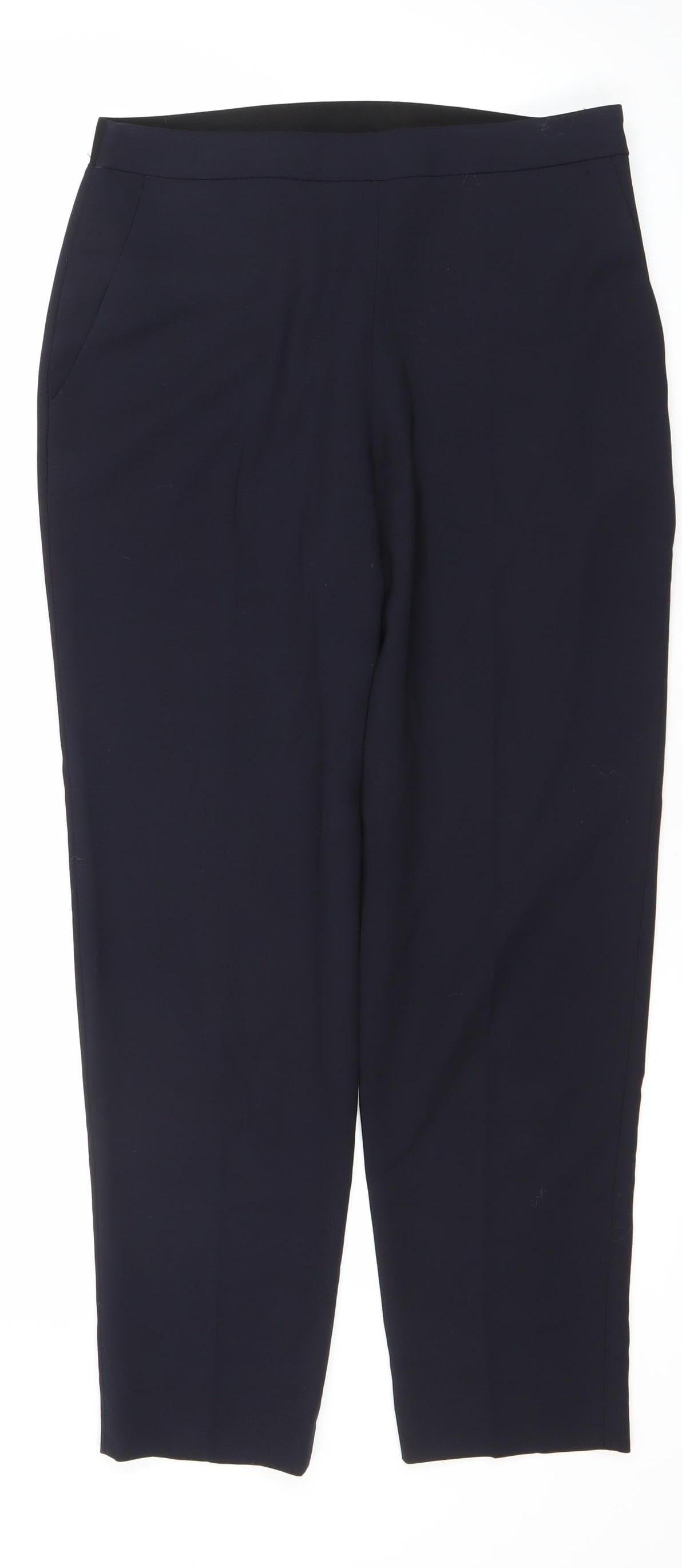 Whistles Womens Blue Wool Blend Tailored Slim Tapered Trousers Size 10