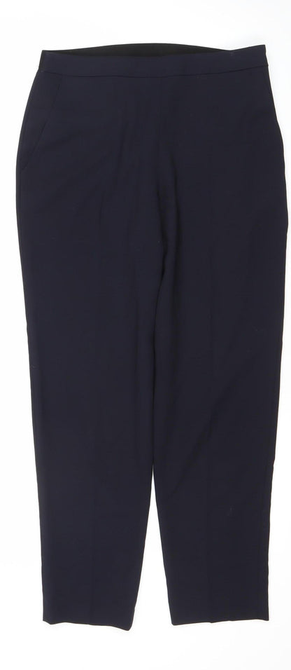 Whistles Womens Blue Wool Blend Tailored Slim Tapered Trousers Size 10