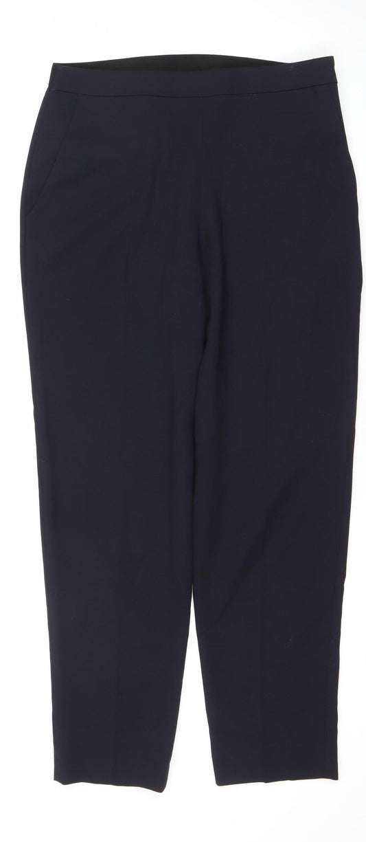 Whistles Womens Blue Wool Blend Tailored Slim Tapered Trousers Size 10
