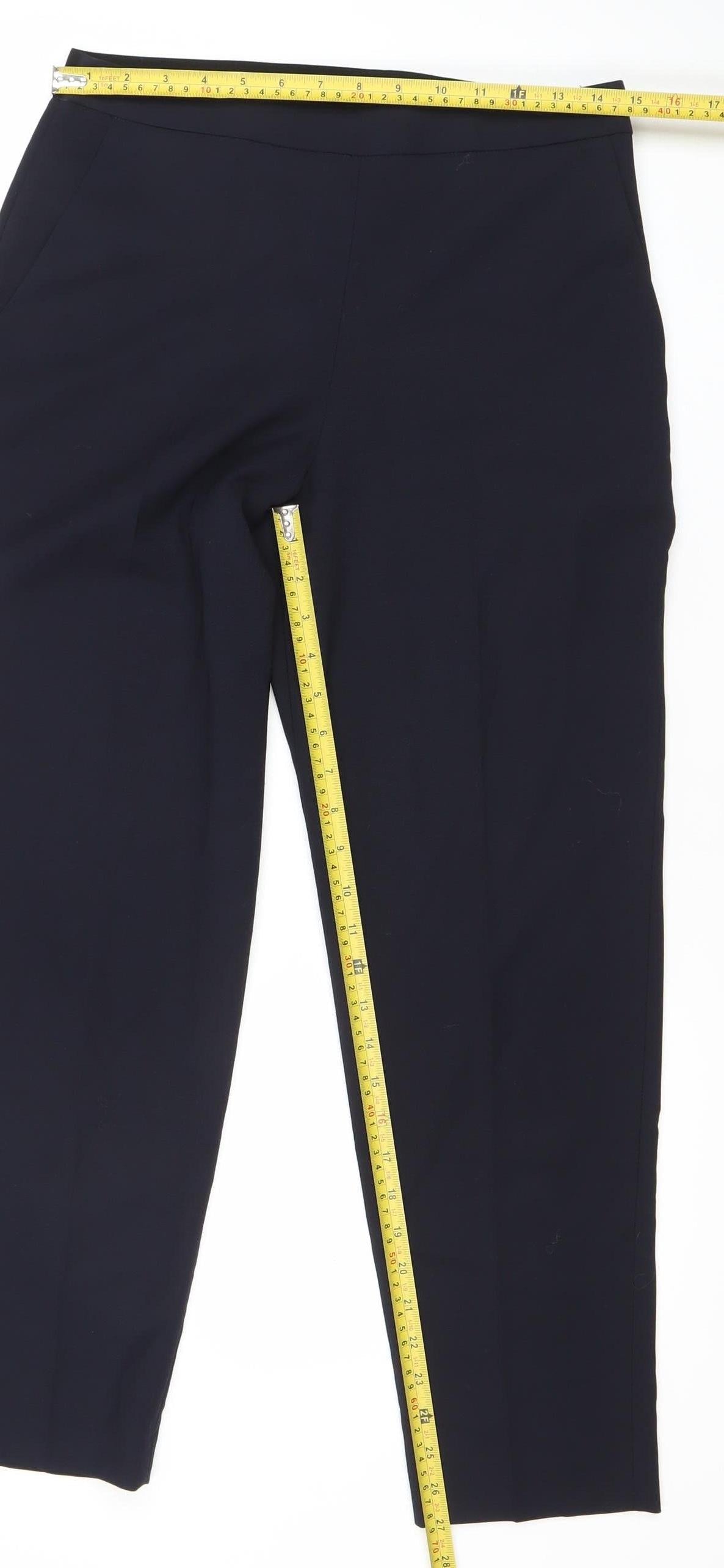 Whistles Womens Blue Wool Blend Tailored Slim Tapered Trousers Size 10