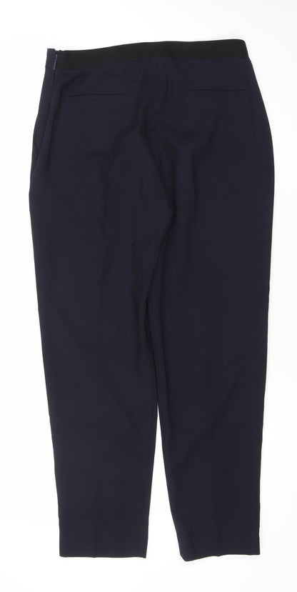 Whistles Womens Blue Wool Blend Tailored Slim Tapered Trousers Size 10