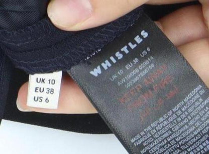 Whistles Womens Blue Wool Blend Tailored Slim Tapered Trousers Size 10