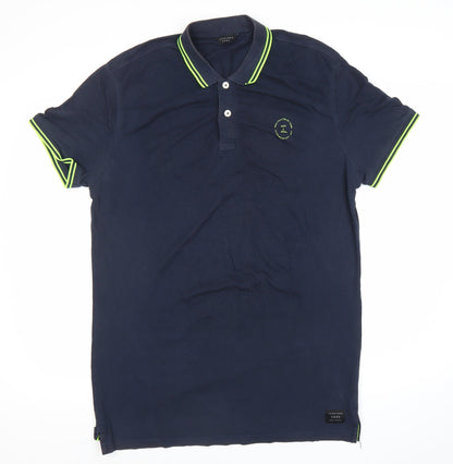 Jack & Jones Men’s Navy Blue Polo Shirt Size L Cotton Blend