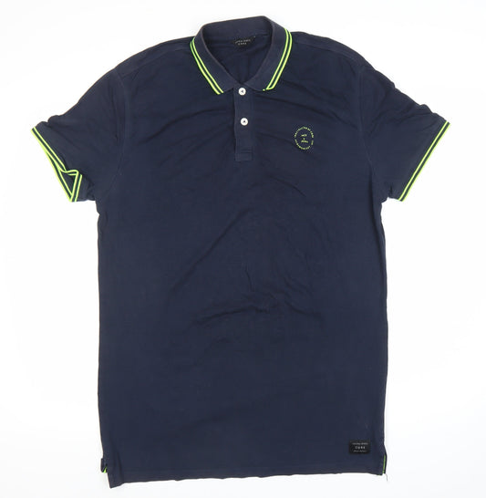 Jack & Jones Men’s Navy Blue Polo Shirt Size L Cotton Blend