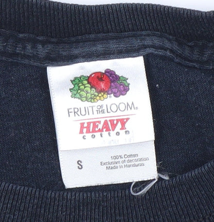 Mens UK Size S Fruit of the Loom Black  T-Shirt