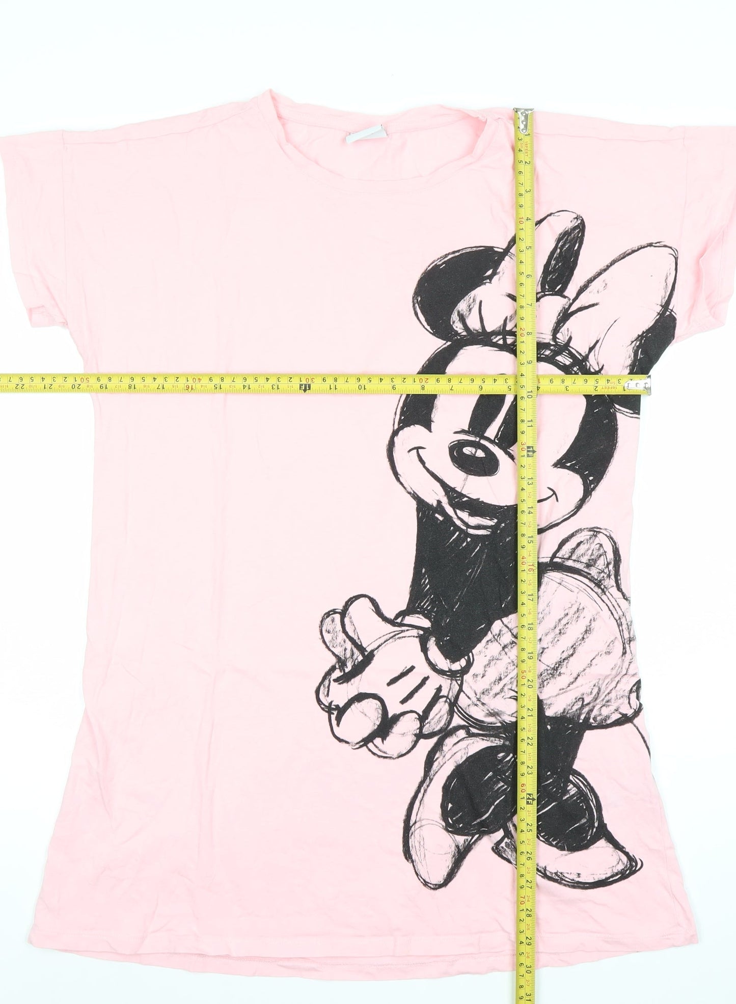 Disney Women Pink Minnie Mouse Nightshirt M Cotton Short Sleeve
