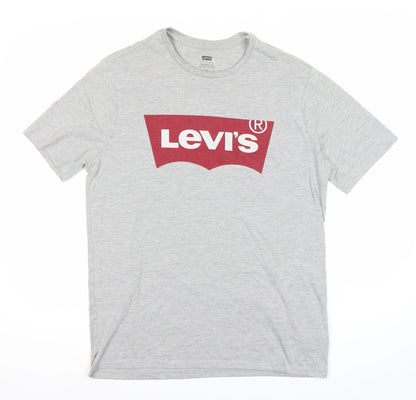 Levi's Mens Grey Logo Graphic Print Crew Neck T-Shirt Size M