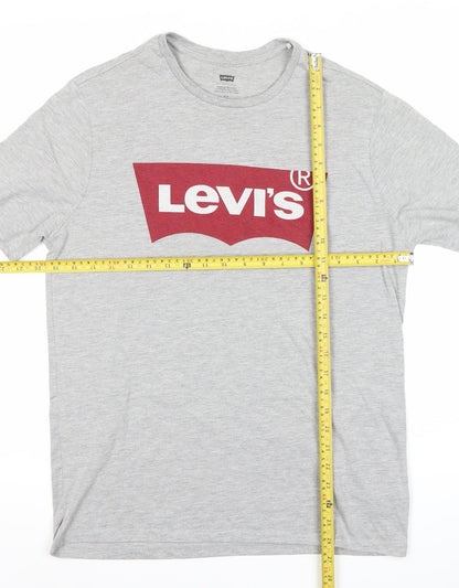 Levi's Mens Grey Logo Graphic Print Crew Neck T-Shirt Size M