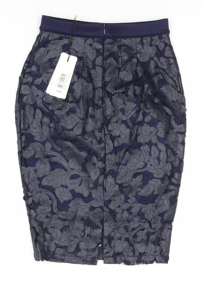 Lipsy London Women’s Blue Floral Lace Pencil Skirt Size 8