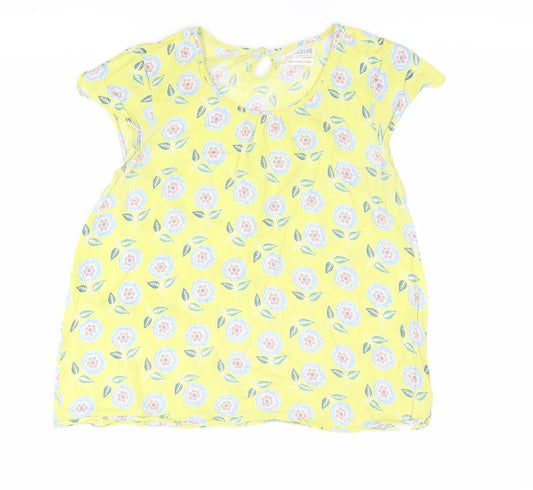 Seasalt Womens Yellow Floral Cotton Tunic Blouse Size 12