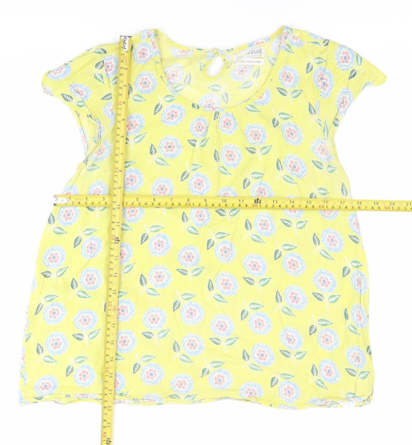 Seasalt Womens Yellow Floral Cotton Tunic Blouse Size 12