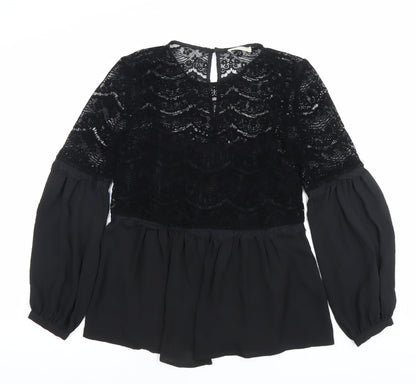 Womens UK Size 8 Marks and Spencer Black Tunic Blouse
