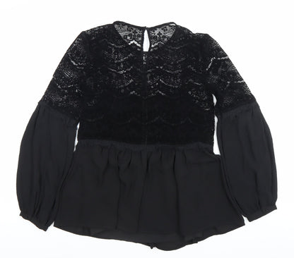Womens UK Size 8 Marks and Spencer Black Tunic Blouse