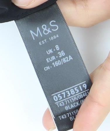 Womens UK Size 8 Marks and Spencer Black Tunic Blouse