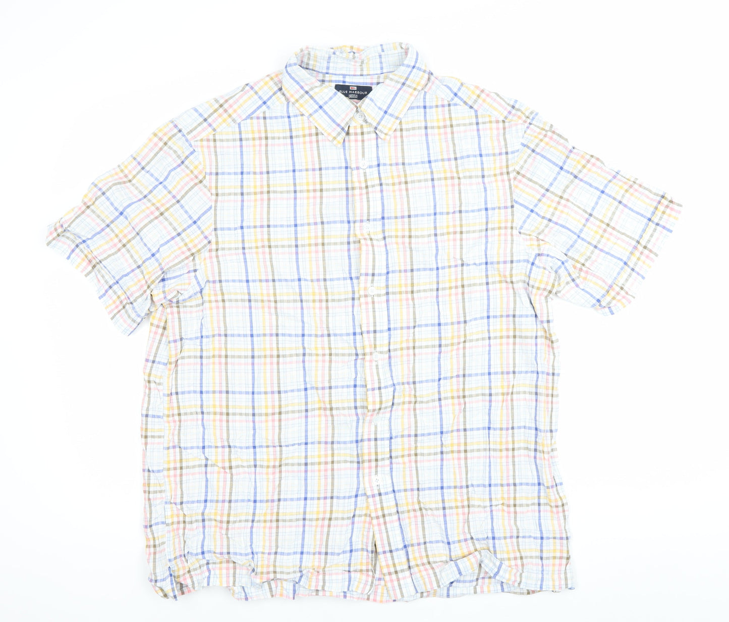 Marks & Spencer Men’s Multicoloured XL 44-46" Check Cotton Short Sleeve Shirt