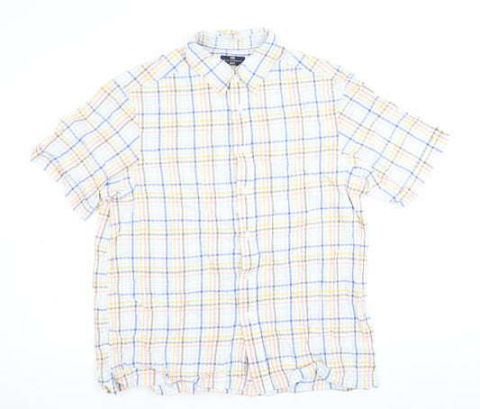Marks & Spencer Men’s Multicoloured XL 44-46" Check Cotton Short Sleeve Shirt