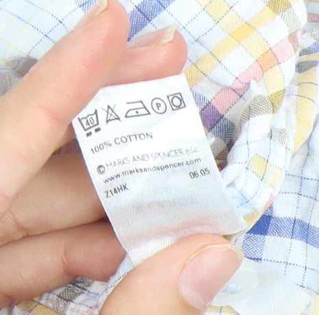 Marks & Spencer Men’s Multicoloured XL 44-46" Check Cotton Short Sleeve Shirt