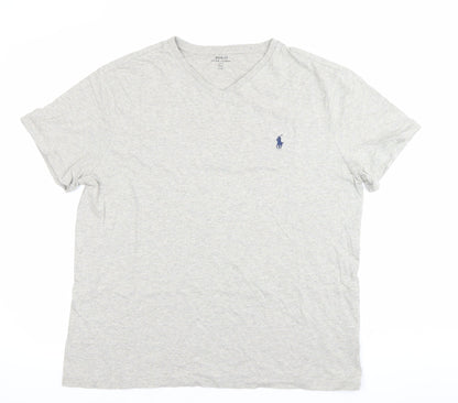 Ralph Lauren Men's Grey V-Neck Cotton T-Shirt Size L