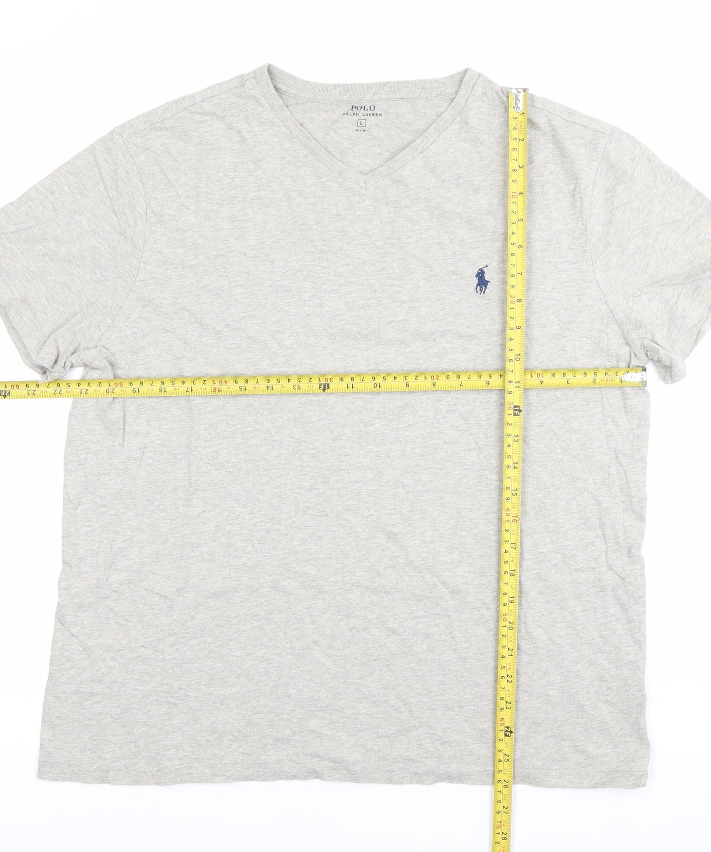 Ralph Lauren Men's Grey V-Neck Cotton T-Shirt Size L