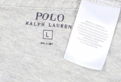 Ralph Lauren Men's Grey V-Neck Cotton T-Shirt Size L