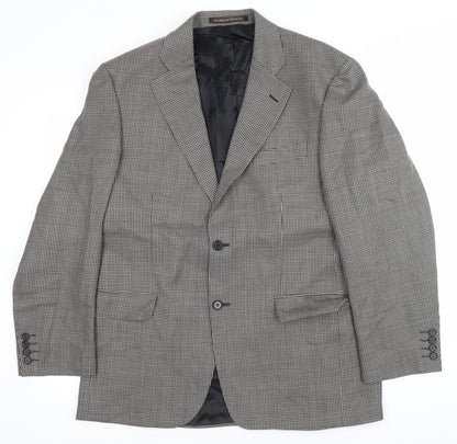 Marks and Spencer Men Black & White Checked Wool Blazer Jacket 40R
