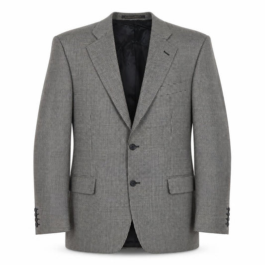 Marks and Spencer Men Black & White Checked Wool Blazer Jacket 40R