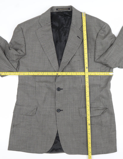 Marks and Spencer Men Black & White Checked Wool Blazer Jacket 40R