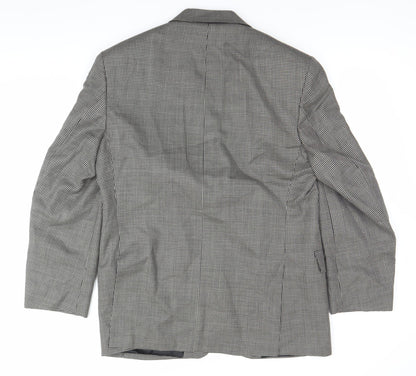 Marks and Spencer Men Black & White Checked Wool Blazer Jacket 40R