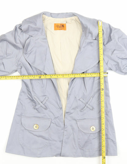 Voom Women Grey Short Sleeve Blazer Jacket Size M Cotton Blend