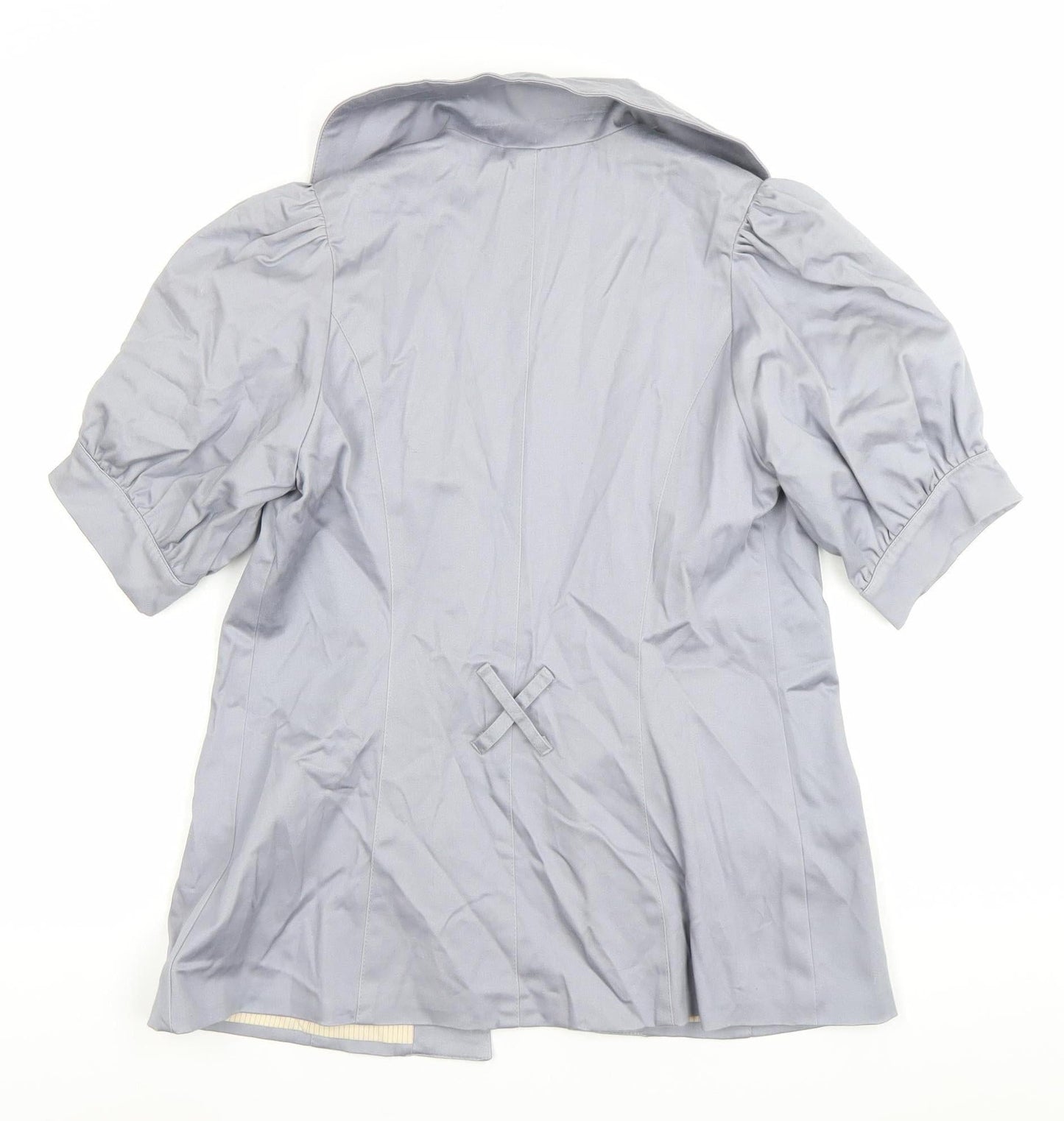 Voom Women Grey Short Sleeve Blazer Jacket Size M Cotton Blend
