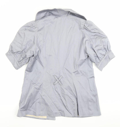 Voom Women Grey Short Sleeve Blazer Jacket Size M Cotton Blend