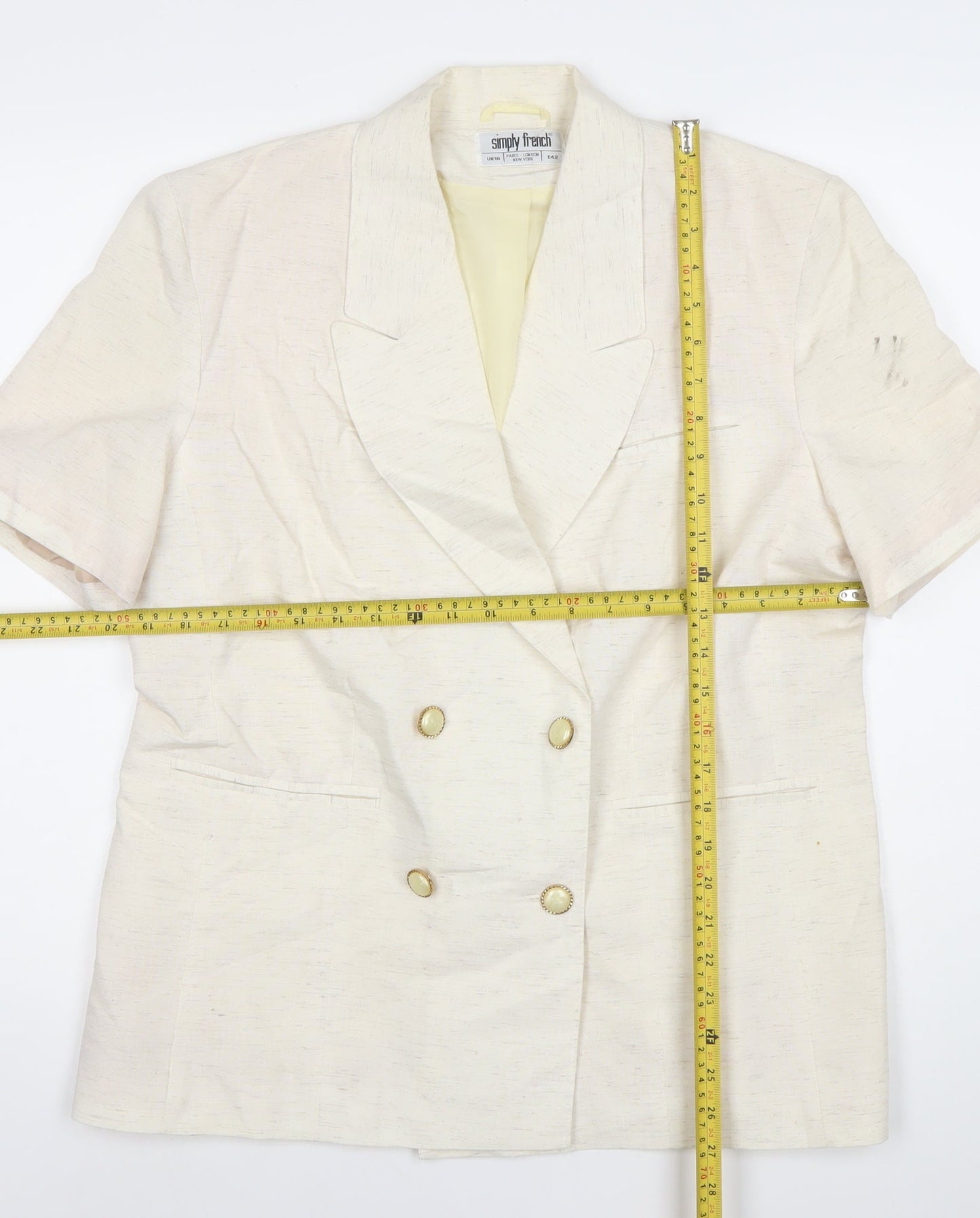 Simply French Women’s Ivory Double-Breasted Blazer UK 16
