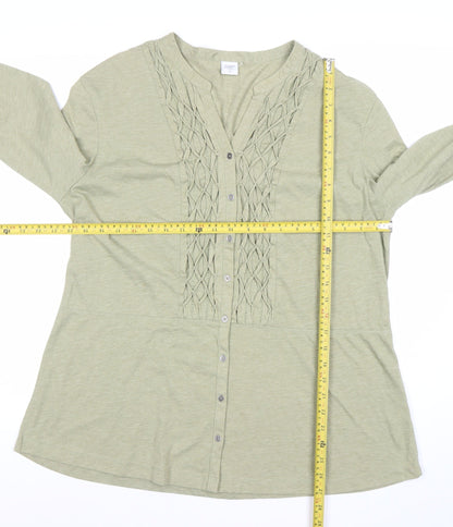 Cotton Traders Womens Green Size 18 Tunic Button-Up Long Sleeve Top