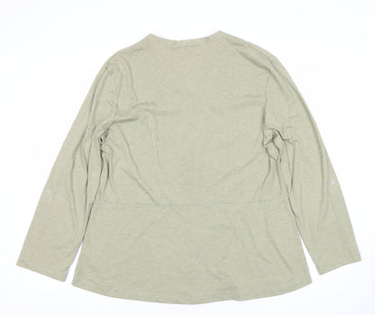Cotton Traders Womens Green Size 18 Tunic Button-Up Long Sleeve Top