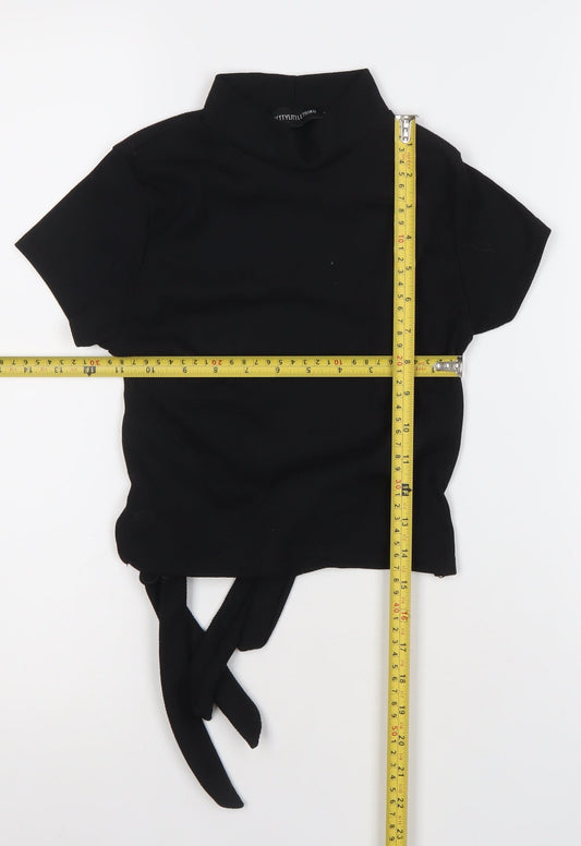 PrettyLittleThing Women’s Black Size 8 Cropped Mock Neck T-Shirt