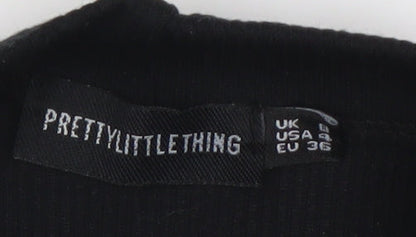 PrettyLittleThing Women’s Black Size 8 Cropped Mock Neck T-Shirt