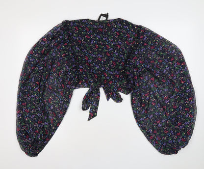 Nasty Gal Womens Floral Chiffon Cropped Blouse Top UK 12 Multicoloured