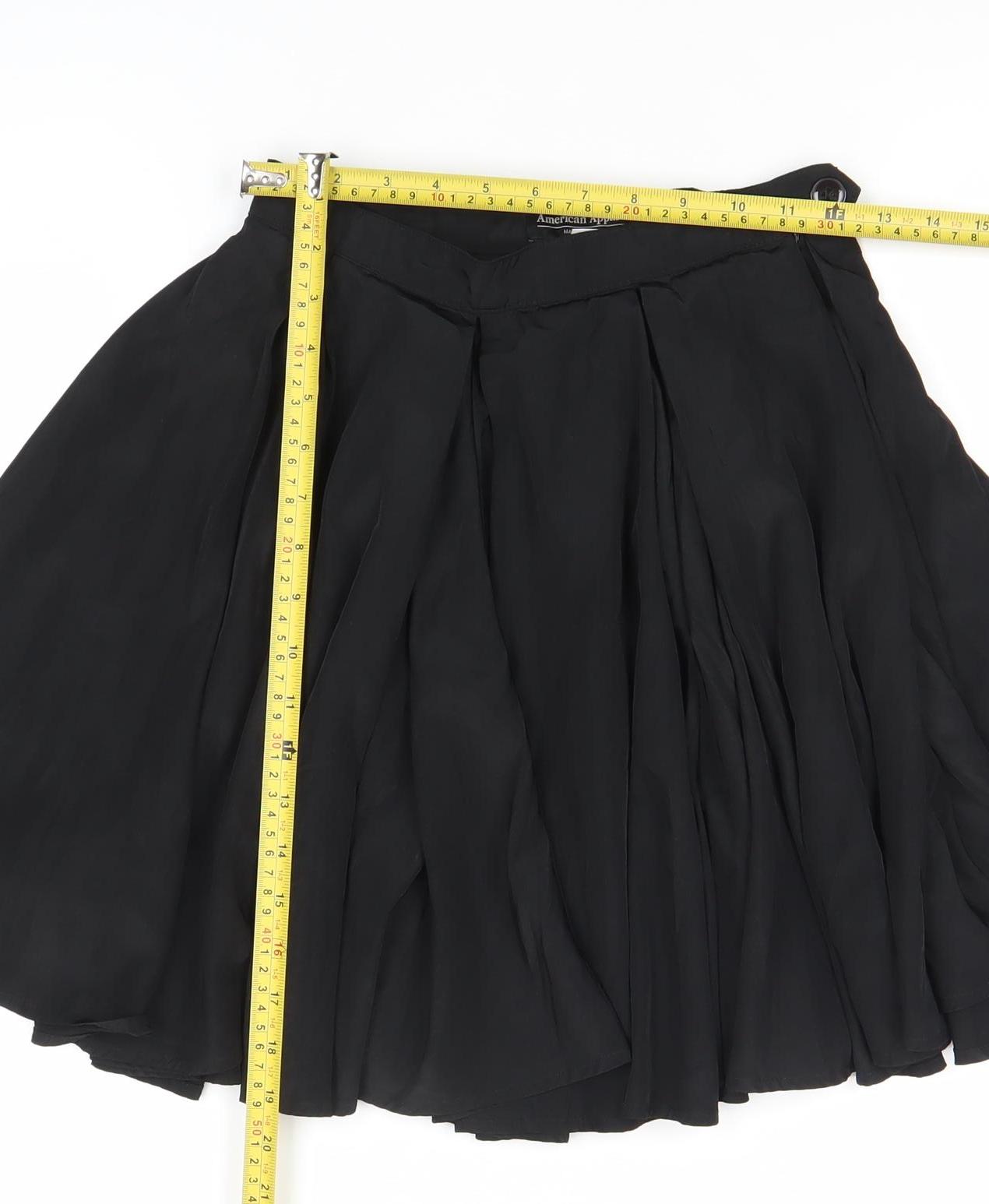 American Apparel Women’s Black Flare Knee Length Skirt Size S Polyester