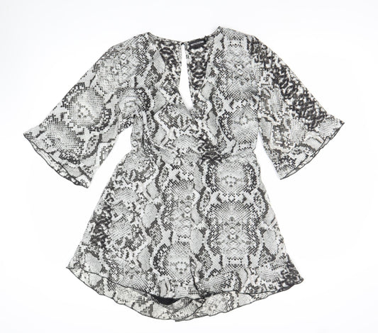 PrettyLittleThing Women’s Multicoloured Snake Print Size 12 Playsuit