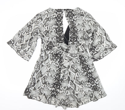 PrettyLittleThing Women’s Multicoloured Snake Print Size 12 Playsuit